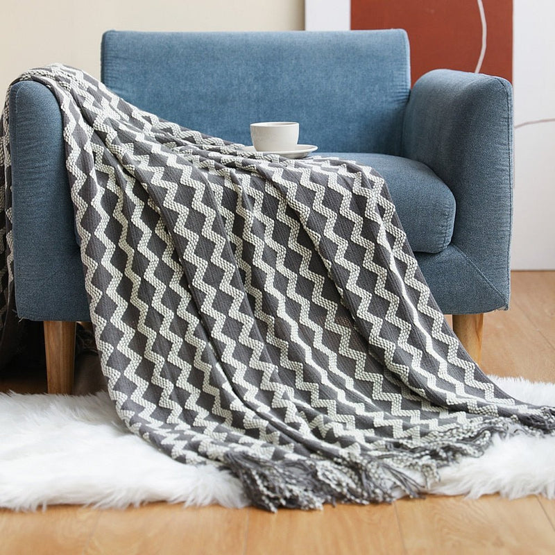 Nordic Solid Sofa Knitted Blanket