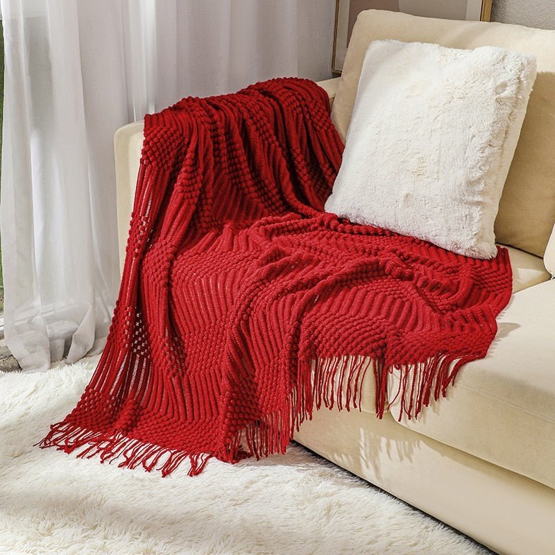 Nordic Solid Sofa Knitted Blanket