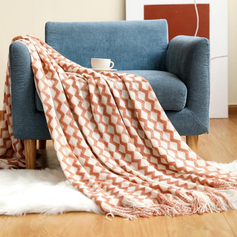 Nordic Solid Sofa Knitted Blanket