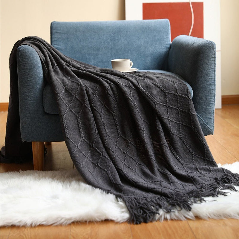 Nordic Solid Sofa Knitted Blanket