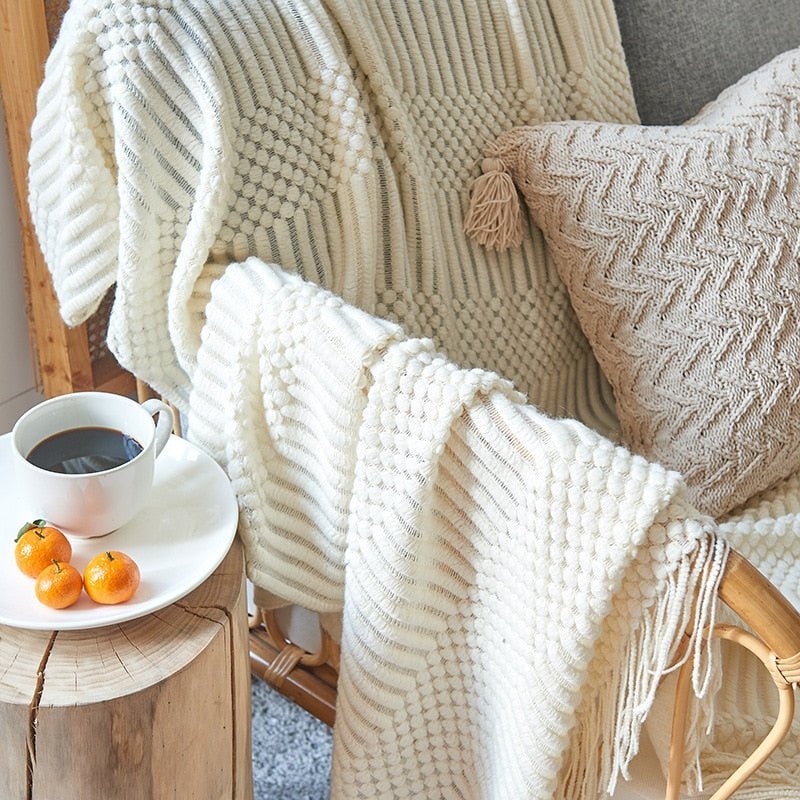 Nordic Solid Sofa Knitted Blanket