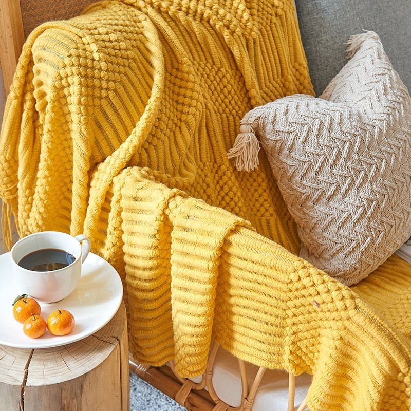 Nordic Solid Sofa Knitted Blanket