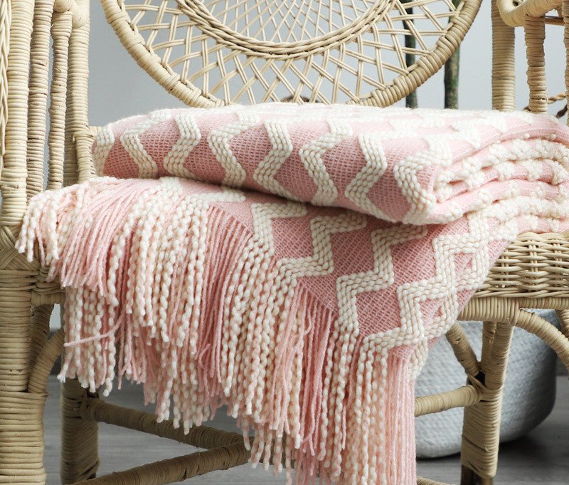 Nordic Two-Tone Knitted Blanket