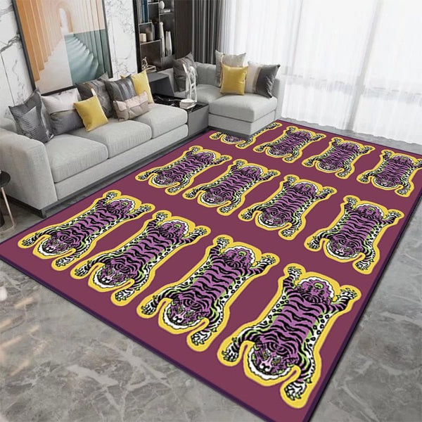 Patterned Tiger Design Living Room Carpet