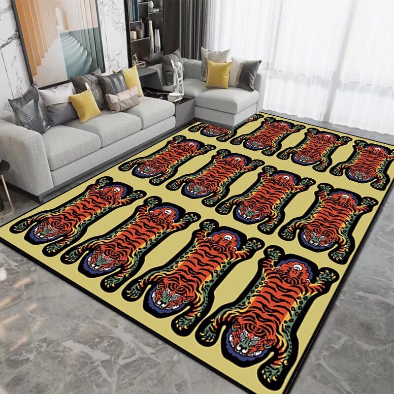 Patterned Tiger Design Living Room Carpet