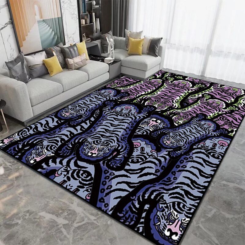 Patterned Tiger Design Living Room Carpet