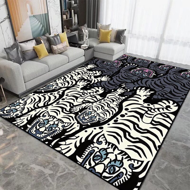 Patterned Tiger Design Living Room Carpet