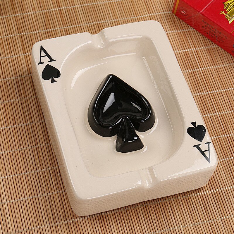 Poker Red Heart Ceramic Ashtray