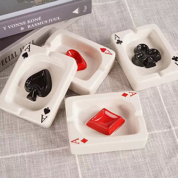 Poker Red Heart Ceramic Ashtray