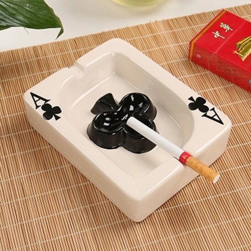 Poker Red Heart Ceramic Ashtray