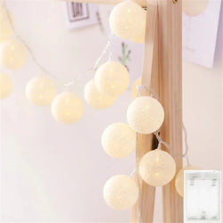 Pretty Pastel Cotton Ball Fairy Lights Garland