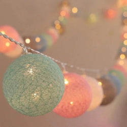 Pretty Pastel Cotton Ball Fairy Lights Garland