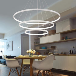 Modern Indoor Circular Ring Chandelier - Dimmable LED Lighting with Remote Control