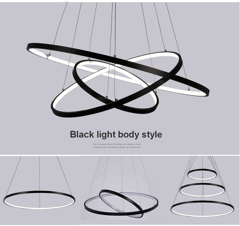 Modern Indoor Circular Ring Chandelier - Dimmable LED Lighting with Remote Control