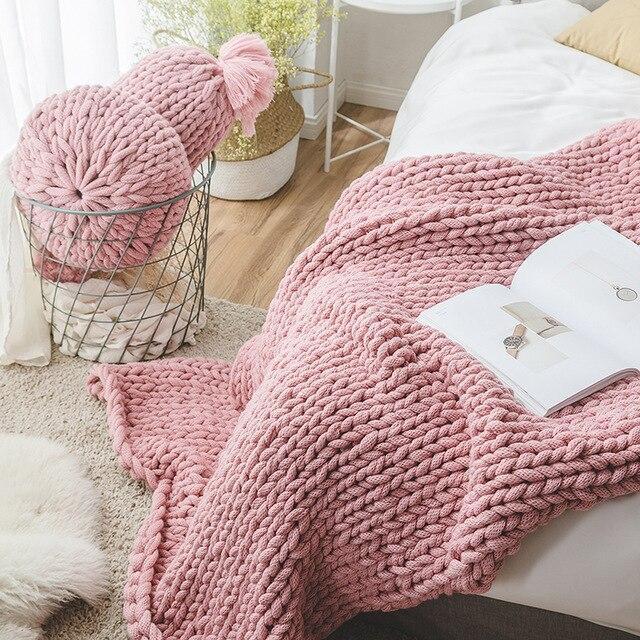 Miravique Chunky Knit Blanket - Cozy Handcrafted Throw for Sofa, Bed, & Living Room Decor