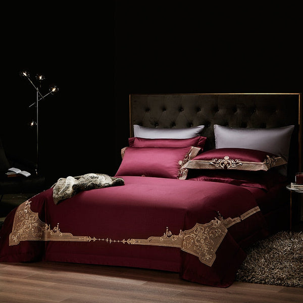 Miravique Puce Red Luxury Egyptian Cotton Bedding Set