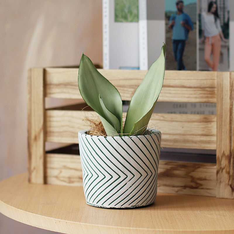 Imprint Painted Ceramic Planters