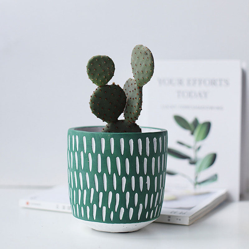 Imprint Painted Ceramic Planters