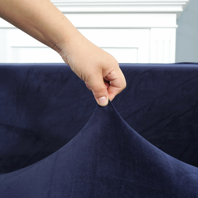 Velvet Plush L Shaped Sofa Cover For Living Room Elastic Furniture Couch Slipcover