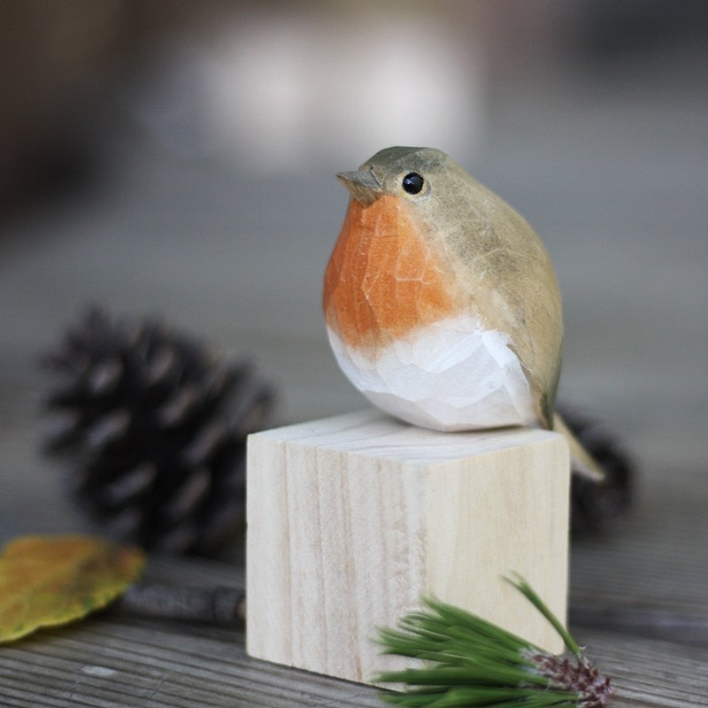 Handmade Wooden Bird Decor - Rustic Nature-Inspired Art - Sustainable Wooden Figurines