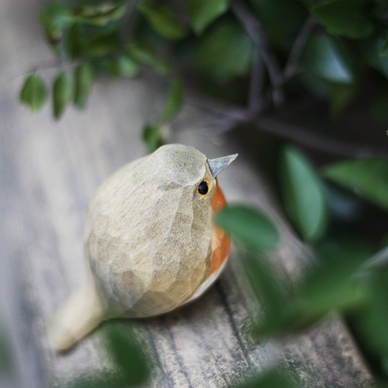 Handmade Wooden Bird Decor - Rustic Nature-Inspired Art - Sustainable Wooden Figurines