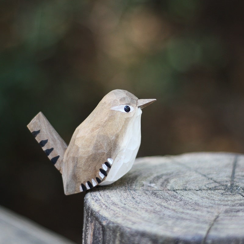 Handmade Wooden Bird Decor - Rustic Nature-Inspired Art - Sustainable Wooden Figurines