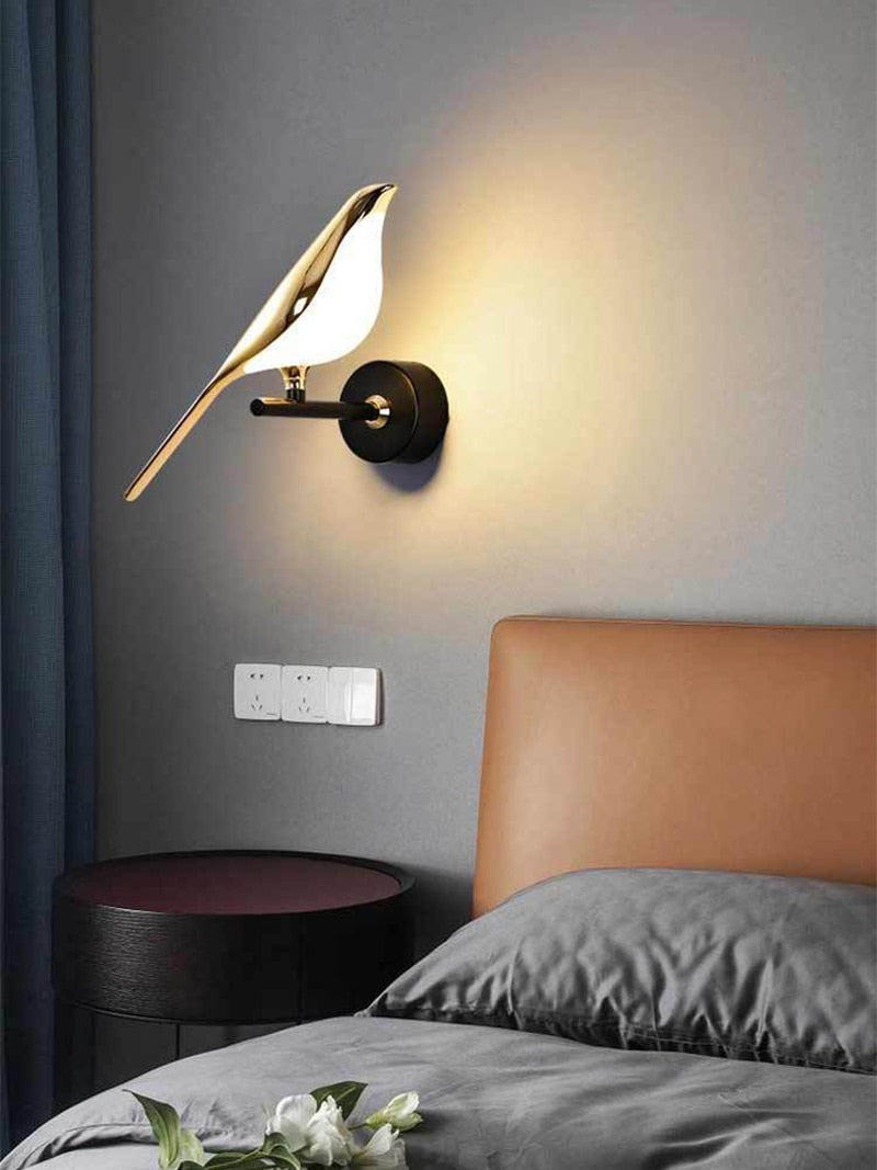 Magpie Bird Modern LED Wall Lamp – Adjustable Luxury LED Light for Bedrooms, Living Rooms & More