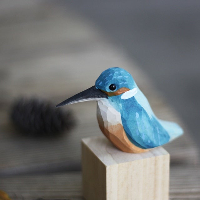 Handmade Wooden Bird Decor - Rustic Nature-Inspired Art - Sustainable Wooden Figurines