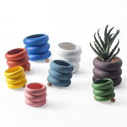 Round Rolls Ceramic Plant Pot