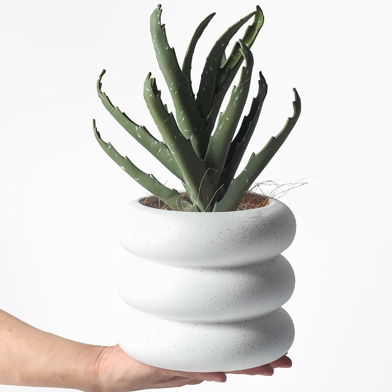 Round Rolls Ceramic Plant Pot - Final Sale