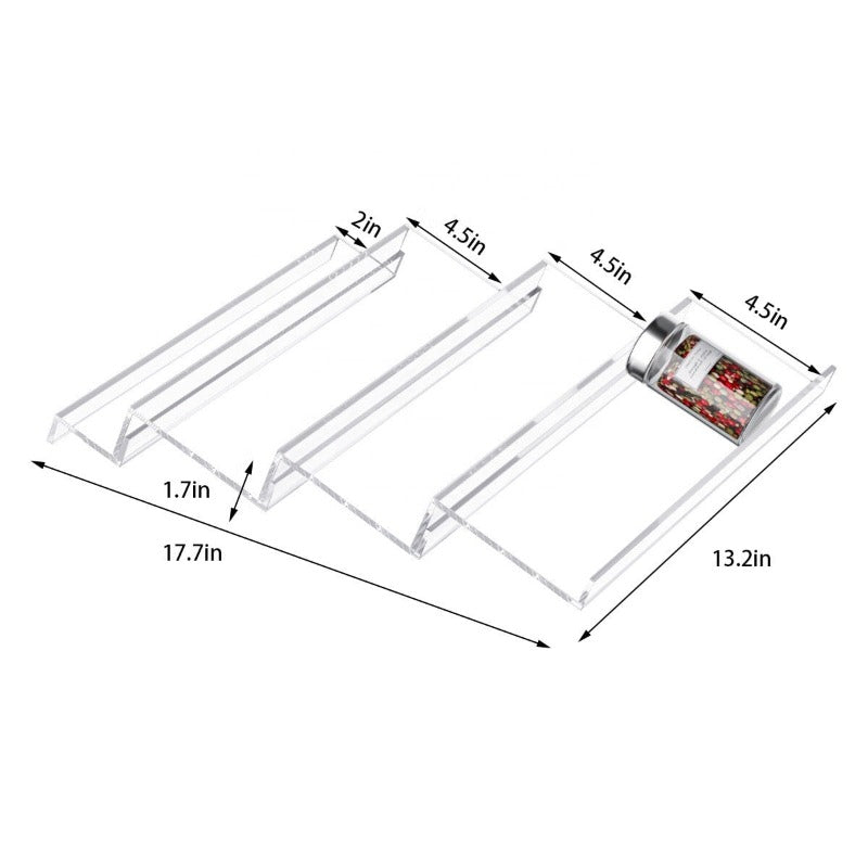 1-4 Tier Acrylic Spice Drawer Organizer – Expandable Acrylic Spice Rack for Kitchen Storage