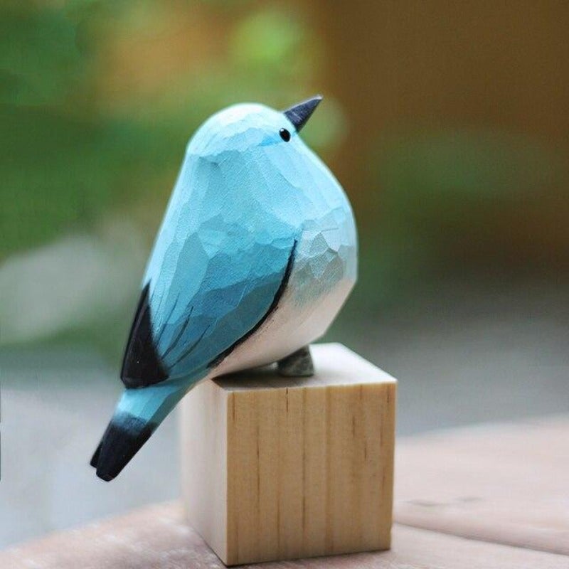 Handmade Wooden Bird Decor - Rustic Nature-Inspired Art - Sustainable Wooden Figurines