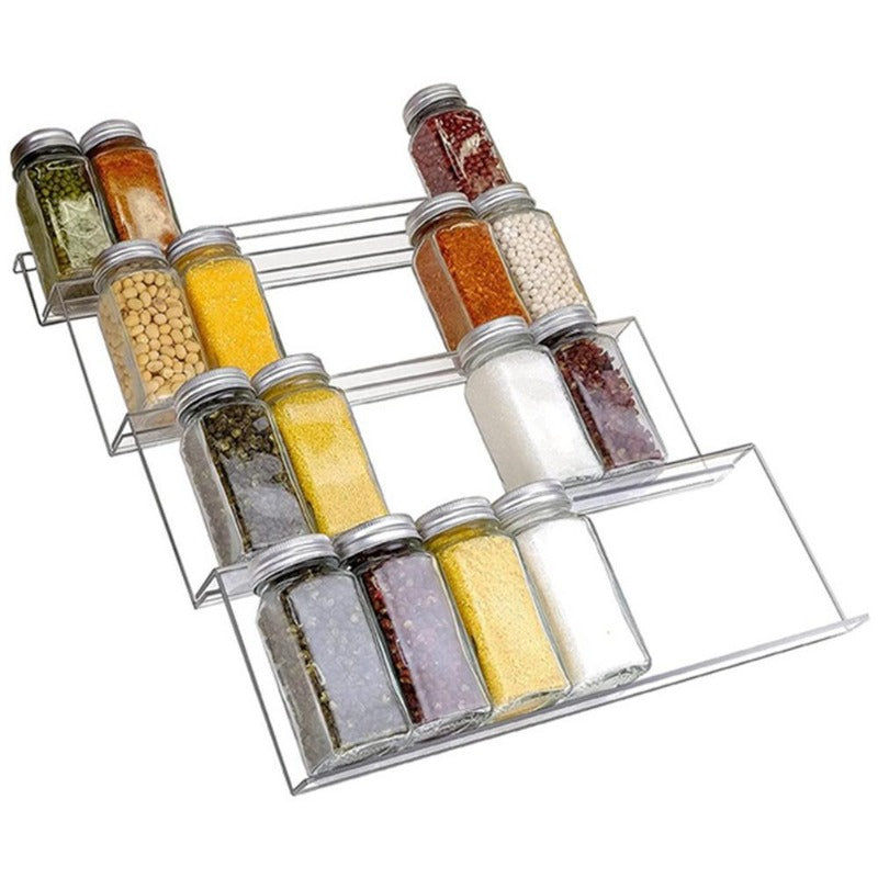 1-4 Tier Acrylic Spice Drawer Organizer – Expandable Acrylic Spice Rack for Kitchen Storage