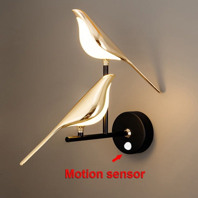 Magpie Bird Modern LED Wall Lamp – Adjustable Luxury LED Light for Bedrooms, Living Rooms & More