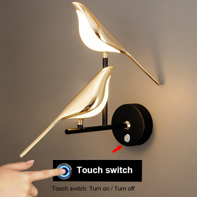 Magpie Bird Modern LED Wall Lamp – Adjustable Luxury LED Light for Bedrooms, Living Rooms & More