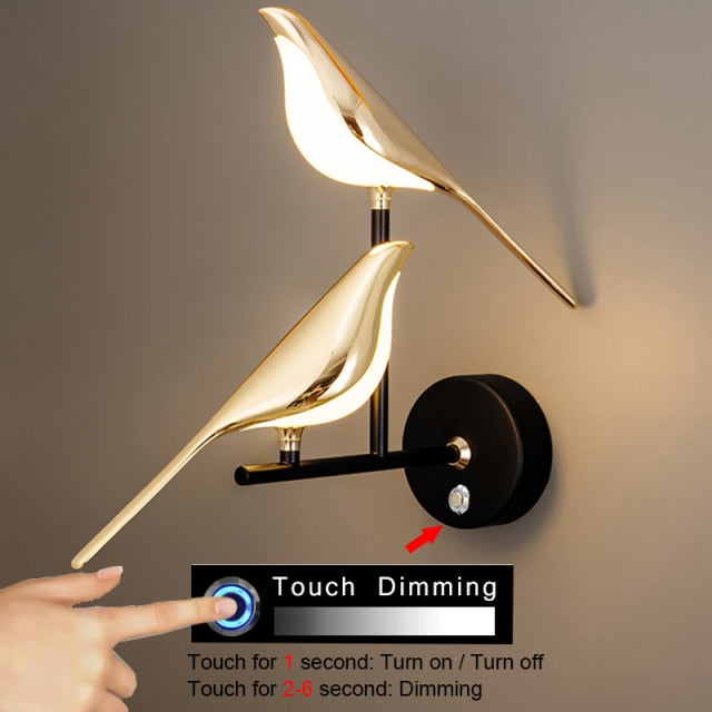 Magpie Bird Modern LED Wall Lamp – Adjustable Luxury LED Light for Bedrooms, Living Rooms & More