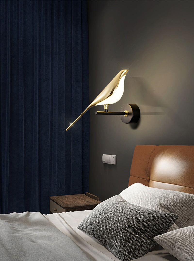 Magpie Bird Modern LED Wall Lamp – Adjustable Luxury LED Light for Bedrooms, Living Rooms & More