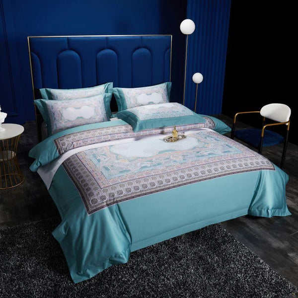 Miravique Ocean Inspired Printed Silky Egyptian Cotton Bedding Set