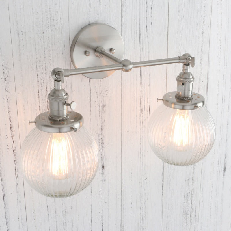 Miravique Glass Two-Bulb Wall Sconce