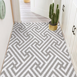 Gray Geometric Customizable Non-Slip PVC Loop Pile Doormats