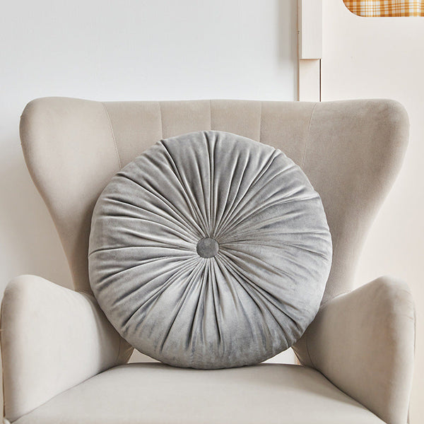 Large Decorative Round Velvet Pintuck Filled Cushions