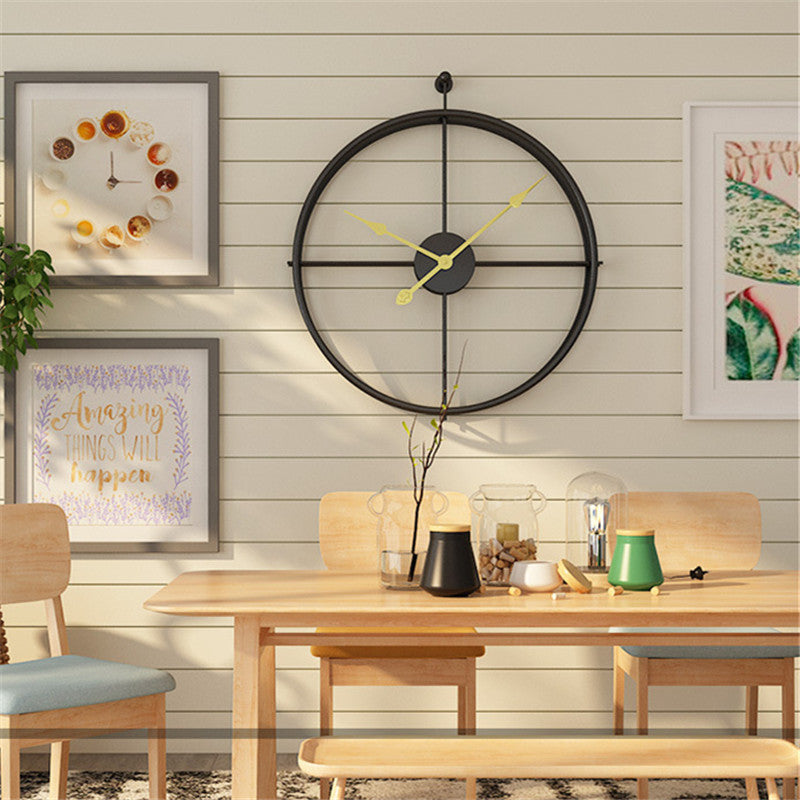 Black Minimalist Metal Wall Clock Large