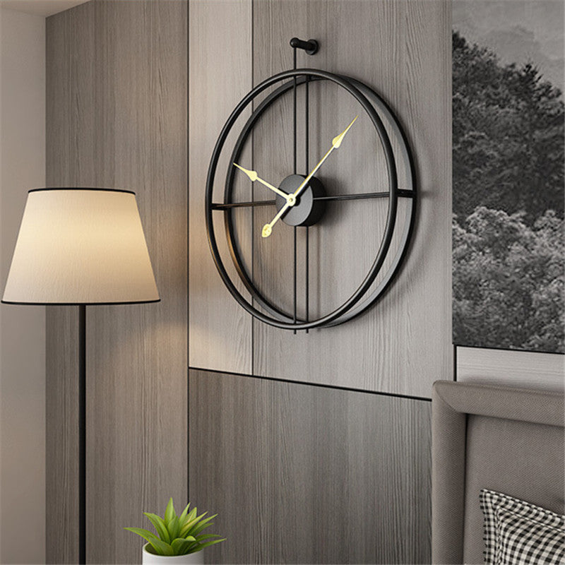 Black Minimalist Metal Wall Clock Large