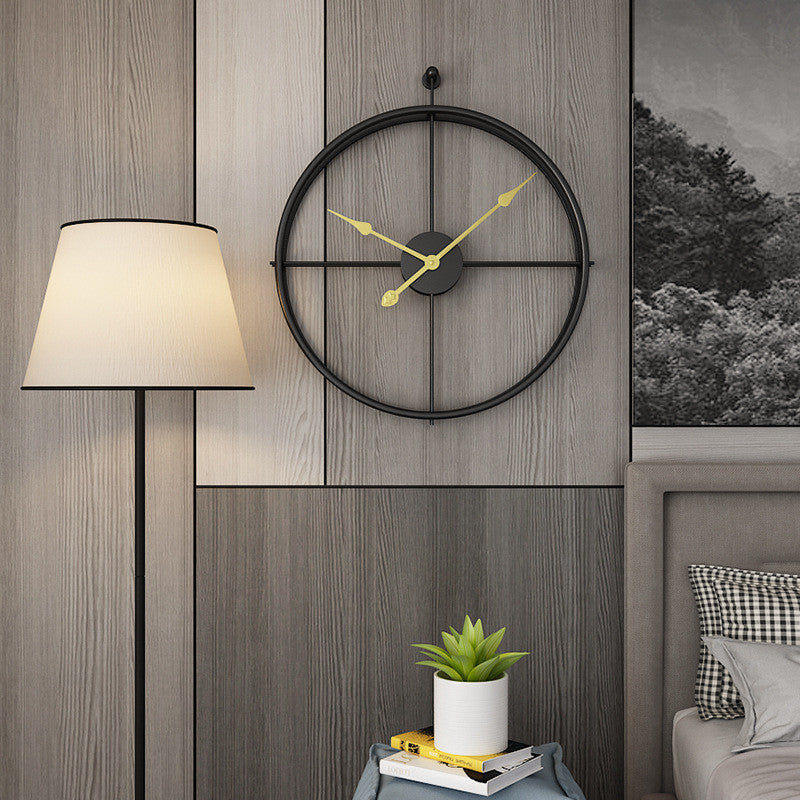 Black Minimalist Metal Wall Clock Large