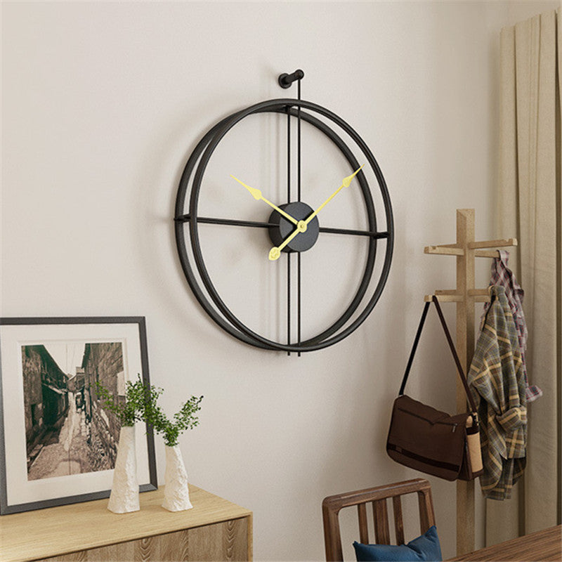 Black Minimalist Metal Wall Clock Large