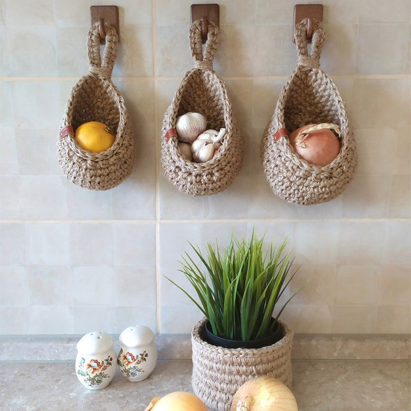 EcoWeave Hanging Basket | Handmade, Eco-Friendly Wall Storage for Fruits, Vegetables & Household Essentials