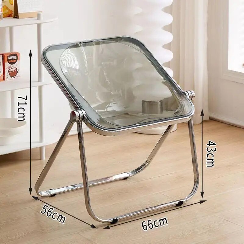 Retro Korean Style Minimalist Folding Chair – Acrylic & Metal Living Room Furniture