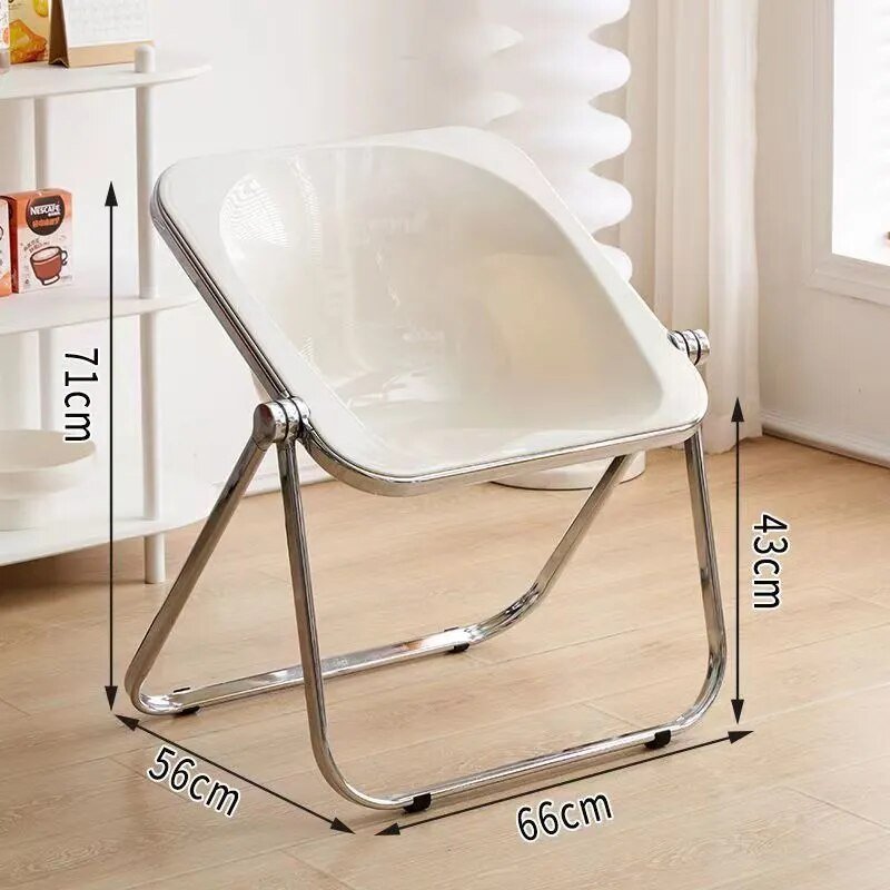 Retro Korean Style Minimalist Folding Chair – Acrylic & Metal Living Room Furniture