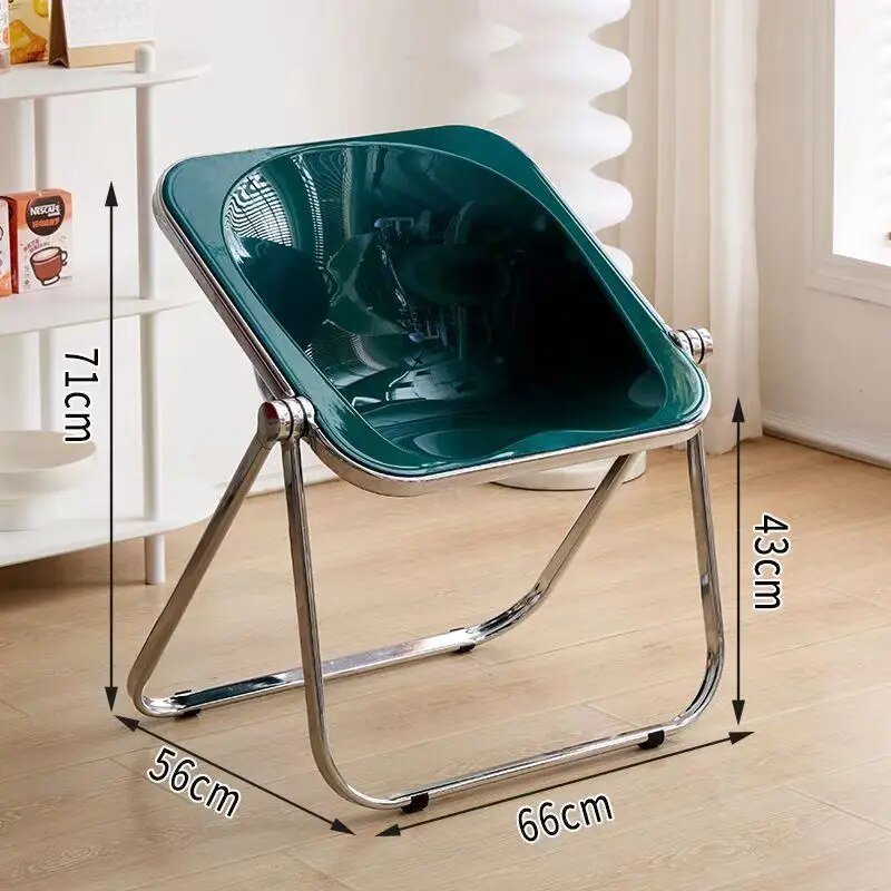 Retro Korean Style Minimalist Folding Chair – Acrylic & Metal Living Room Furniture