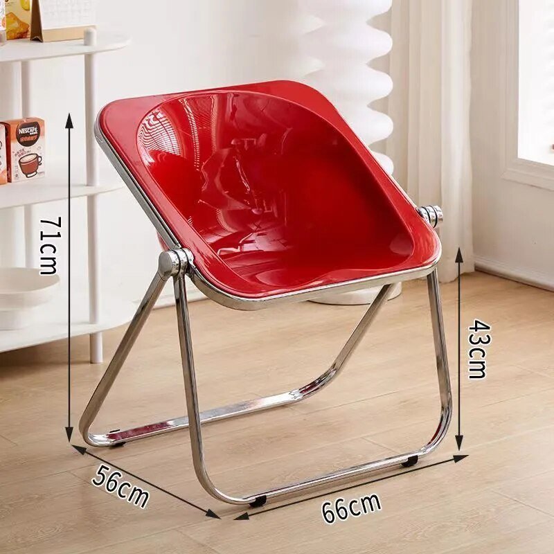 Retro Korean Style Minimalist Folding Chair – Acrylic & Metal Living Room Furniture